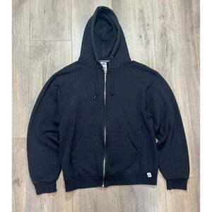 Vintage Russell Blank Black Hoodie Mens Medium